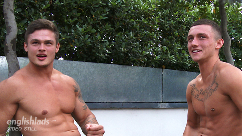 Muscled straight guy Jamie Black wanking with his brother
